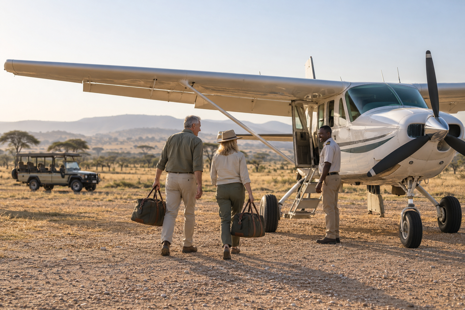 boarding a safari bush plane
